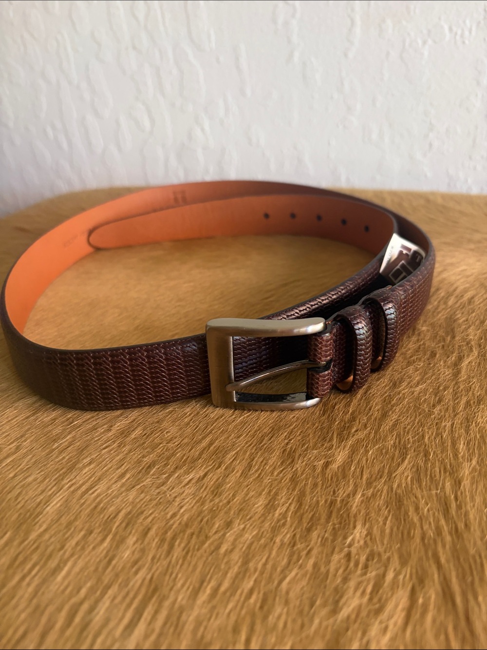 Women Classic Brown Leather Belt with Silver Buckle